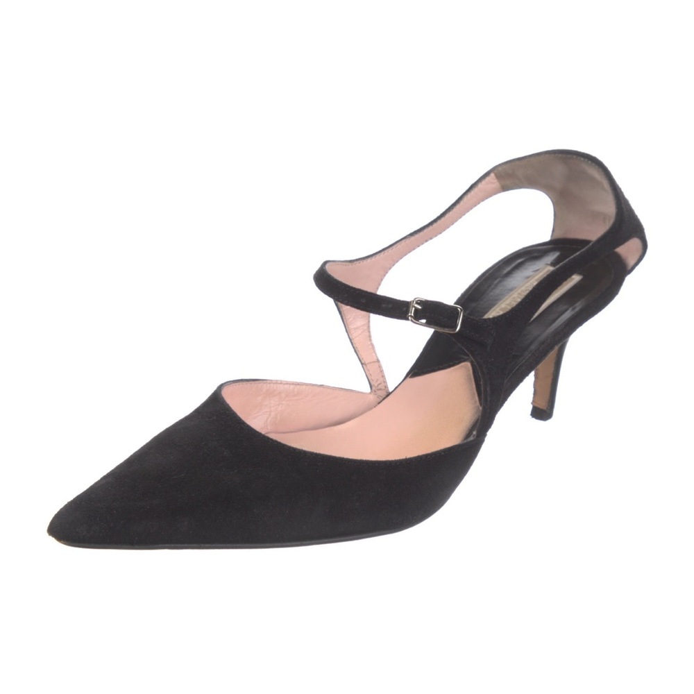 Black Suede Pointed-Toe Slingback Pump - Women